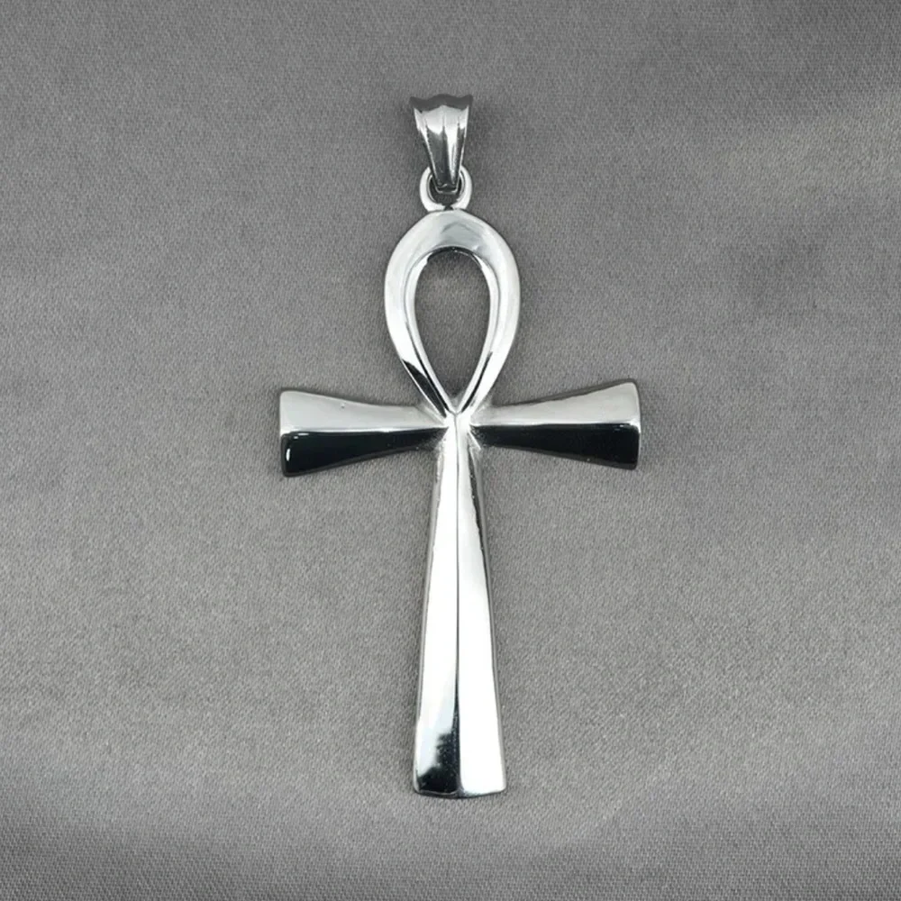 NWT Silver Plated Egyptian Ankh Cross Pendant Necklace Unisex Key of Life